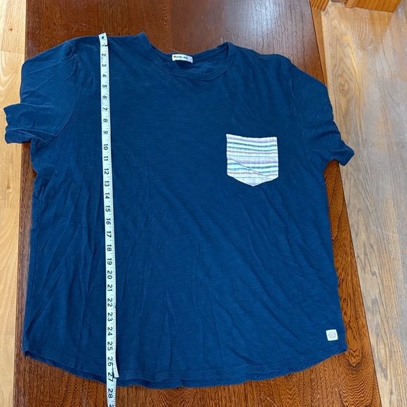 Marine Layer Men's Navy Tee with Multicolor Striped Pocket Large - Picture 6 of 10